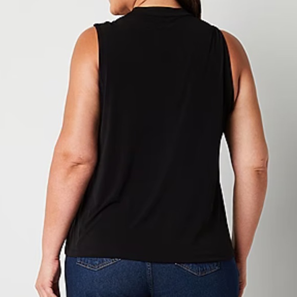 NWT Liz Claiborne Plus Womens Split Tie Neck Sleeveless Blouse 1X 16-18 - Picture 5 of 11